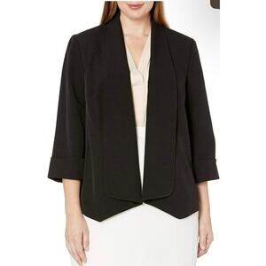 KASPER NWT Open Front Fly Away 3/4 Sleeve Black Suit Jacket Size 18